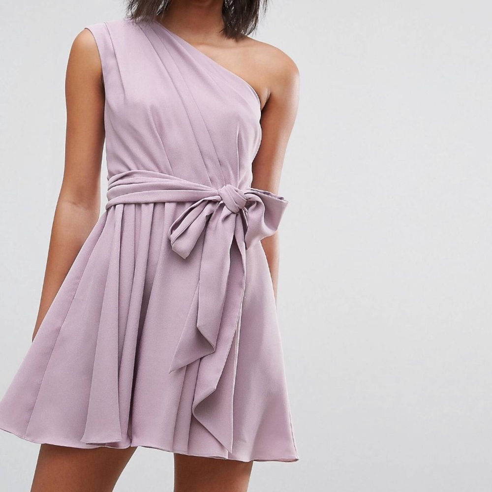 ASOS One Shoulder Tie Waist Mini Dress